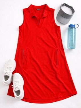 Oiselle Red Sleeveless Athletic Dress Size 6 Running Tennis Golf Pockets
